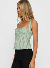 Isabetta Halter Top Green Polka