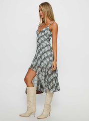 Murisa Asymmetrical Midi Dress Multi Check