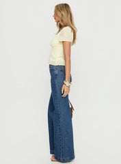 Goldie High Rise Wide Leg Jeans Mid Blue Wash