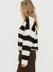 Corlie Crew Neck Knit Sweater Brown Stripe