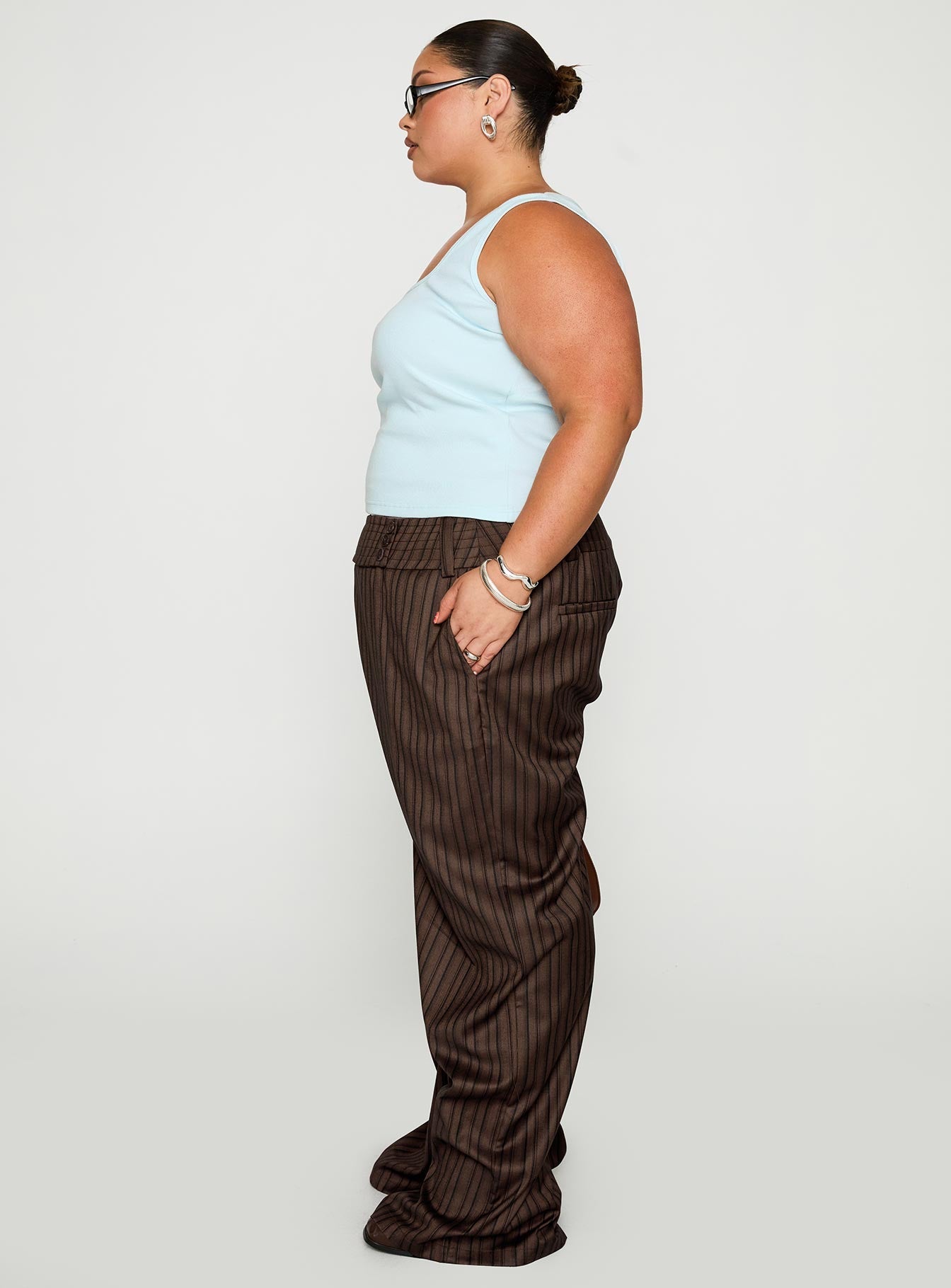 Cedars Low Rise Pant Brown Stripe Curve