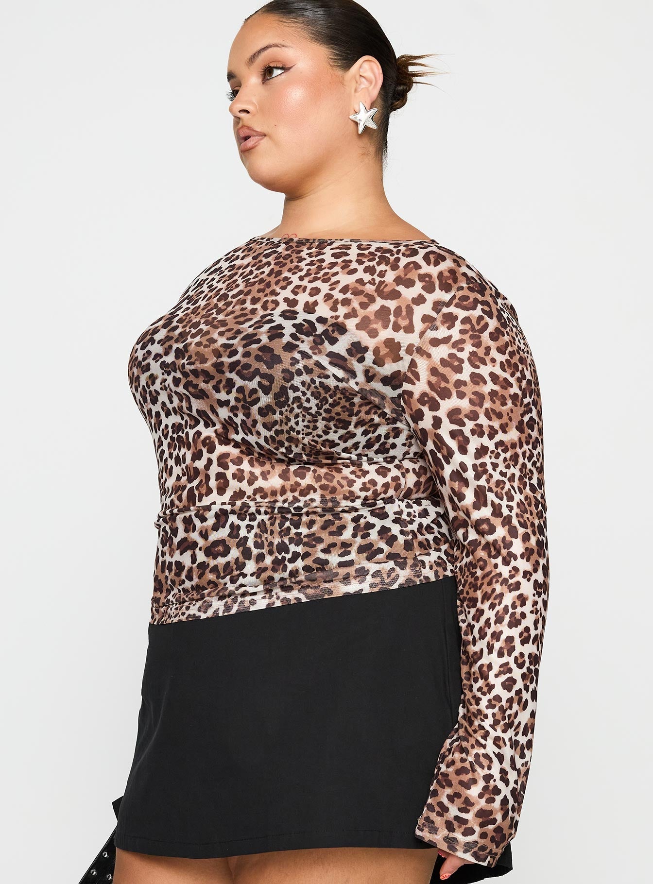 Believe Me Long Sleeve Top Leopard Curve