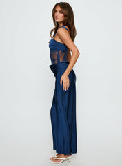 Alynna Lace Drape Maxi Dress Navy