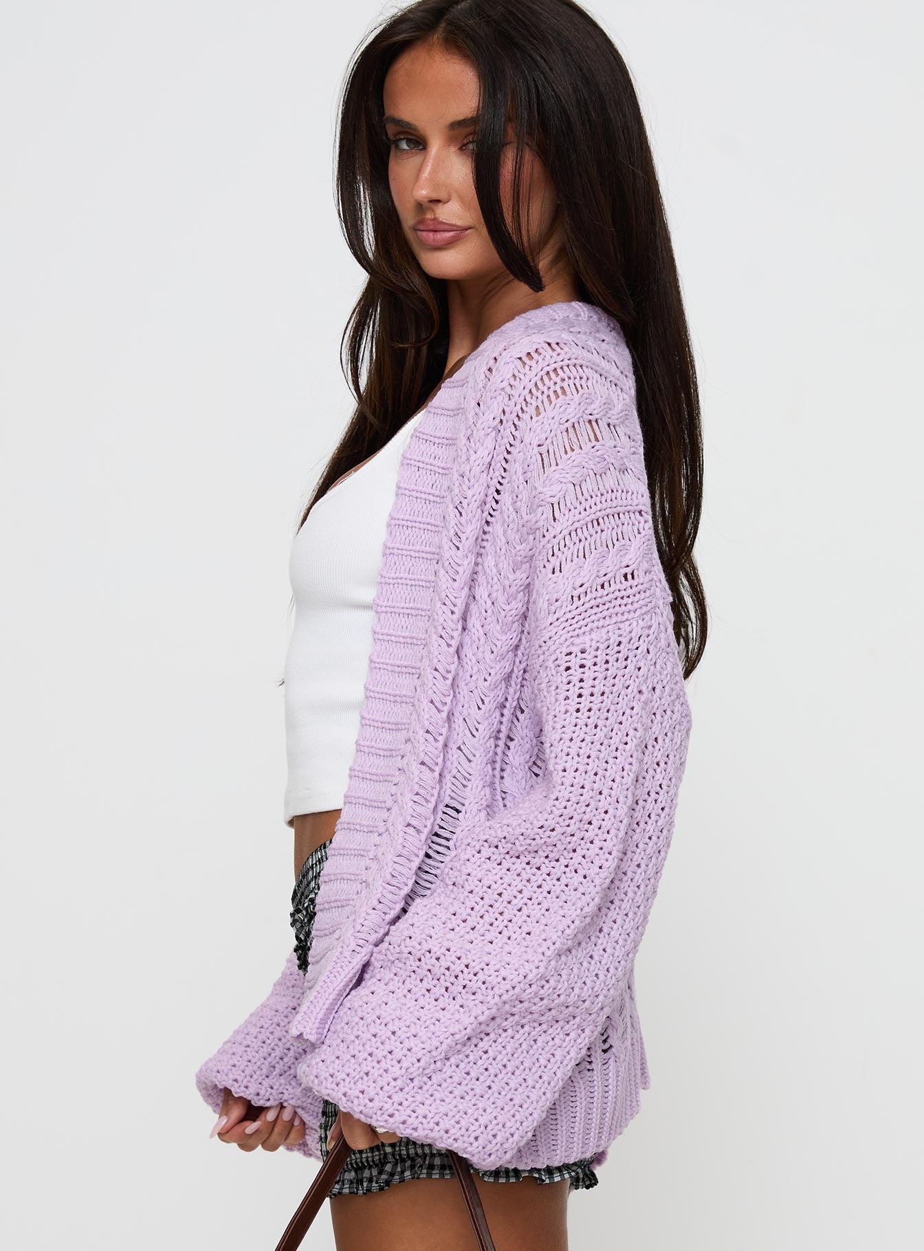 Abner Cable Cardigan Lilac