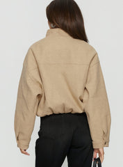 Chayden Cropped Bomber Jacket Beige