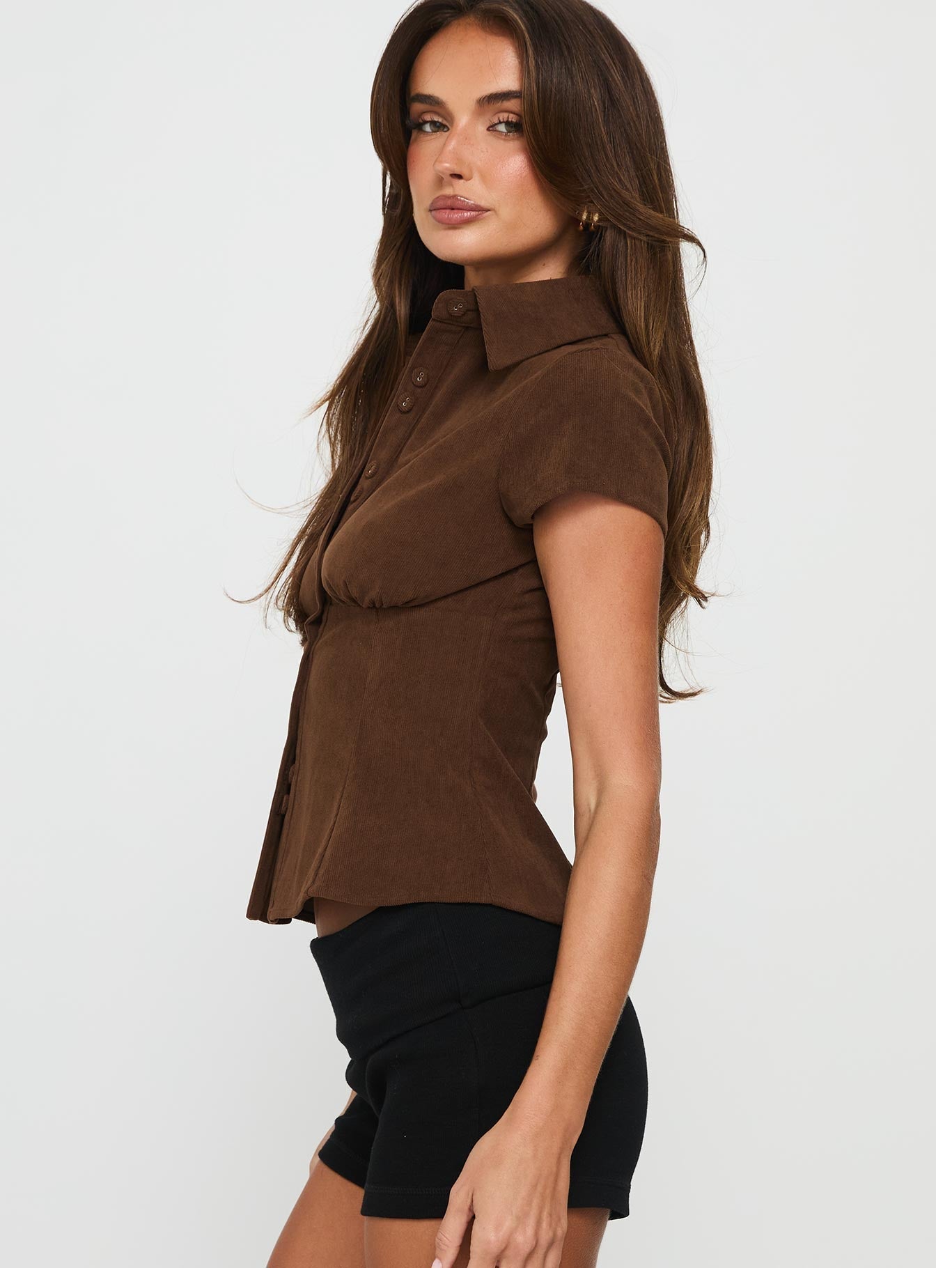 Cottesloe Cord Blouse Top Chocolate