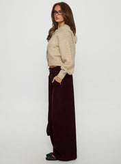 Jacynda Low Waist Wide Leg Corduroy Jeans Currant