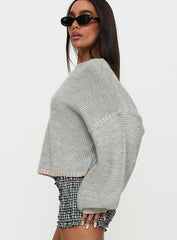 Baby I'm Back Knit Sweater Grey / Pink