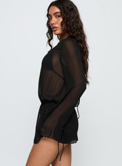 Get Closer Backless Playsuit Black