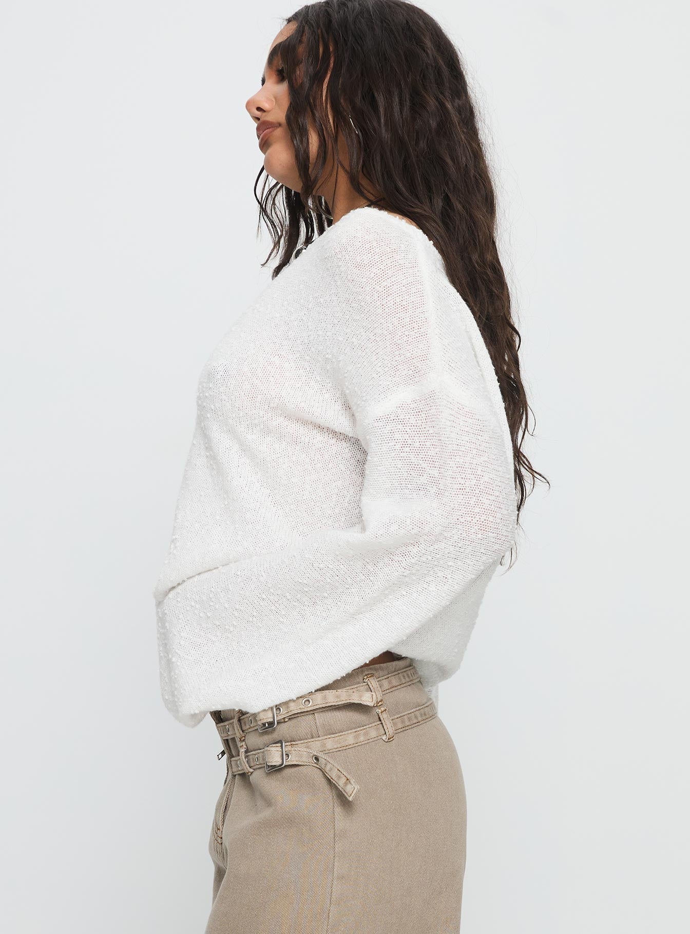 Riala Off Shoulder Knit Sweater White