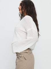 Riala Off Shoulder Knit Sweater White
