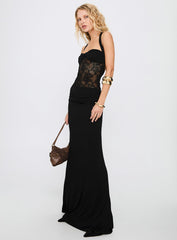 Adalyne Lace Halter Maxi Dress Black