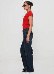 Cybele Mid Rise Straight Leg Jeans Dark Denim