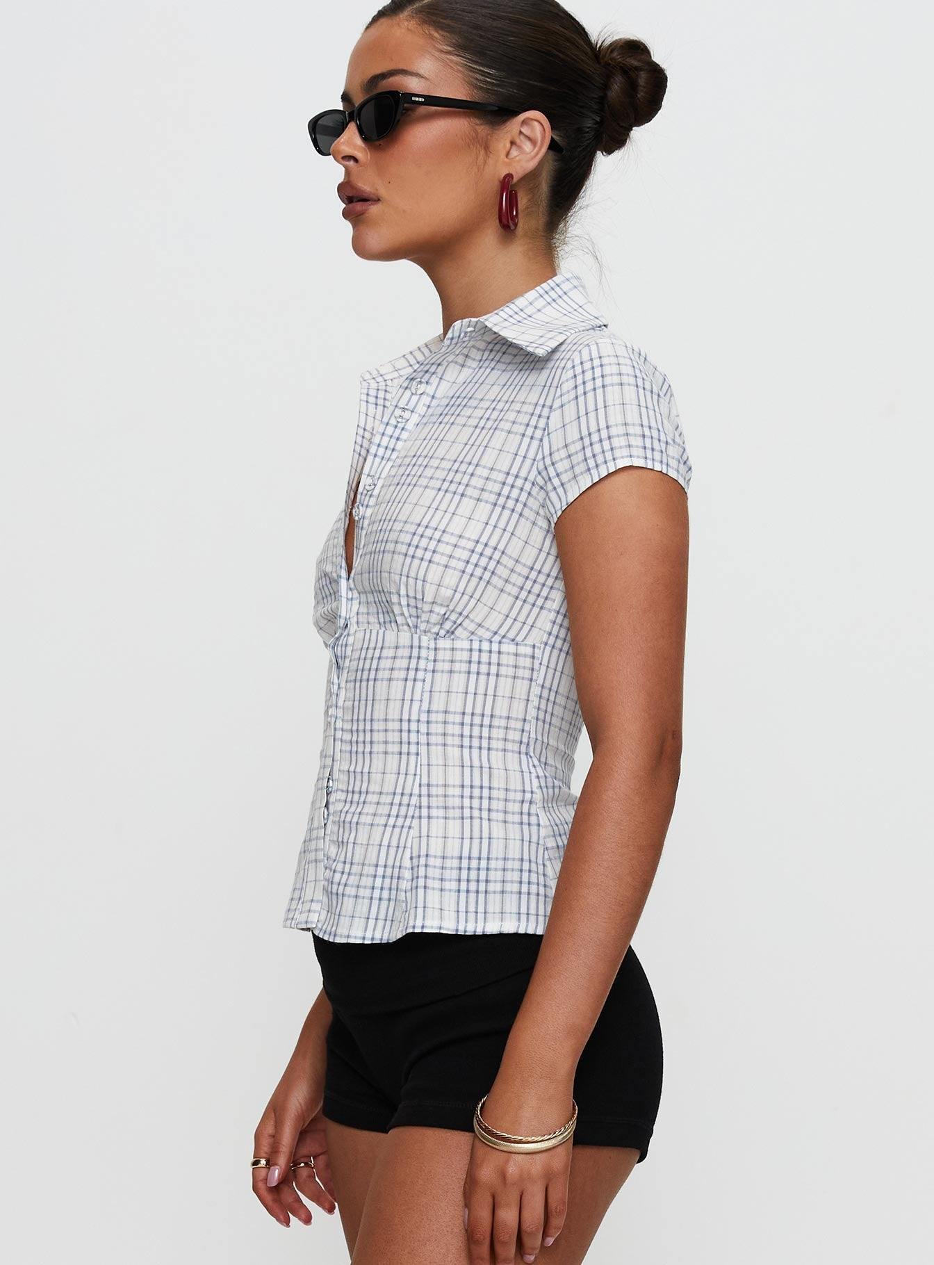 Cottesloe Blouse Top Blue Check