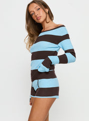 Ahani Low Rise Knit Shorts Blue / Brown