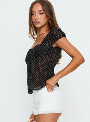 Rolina Top Black Polka