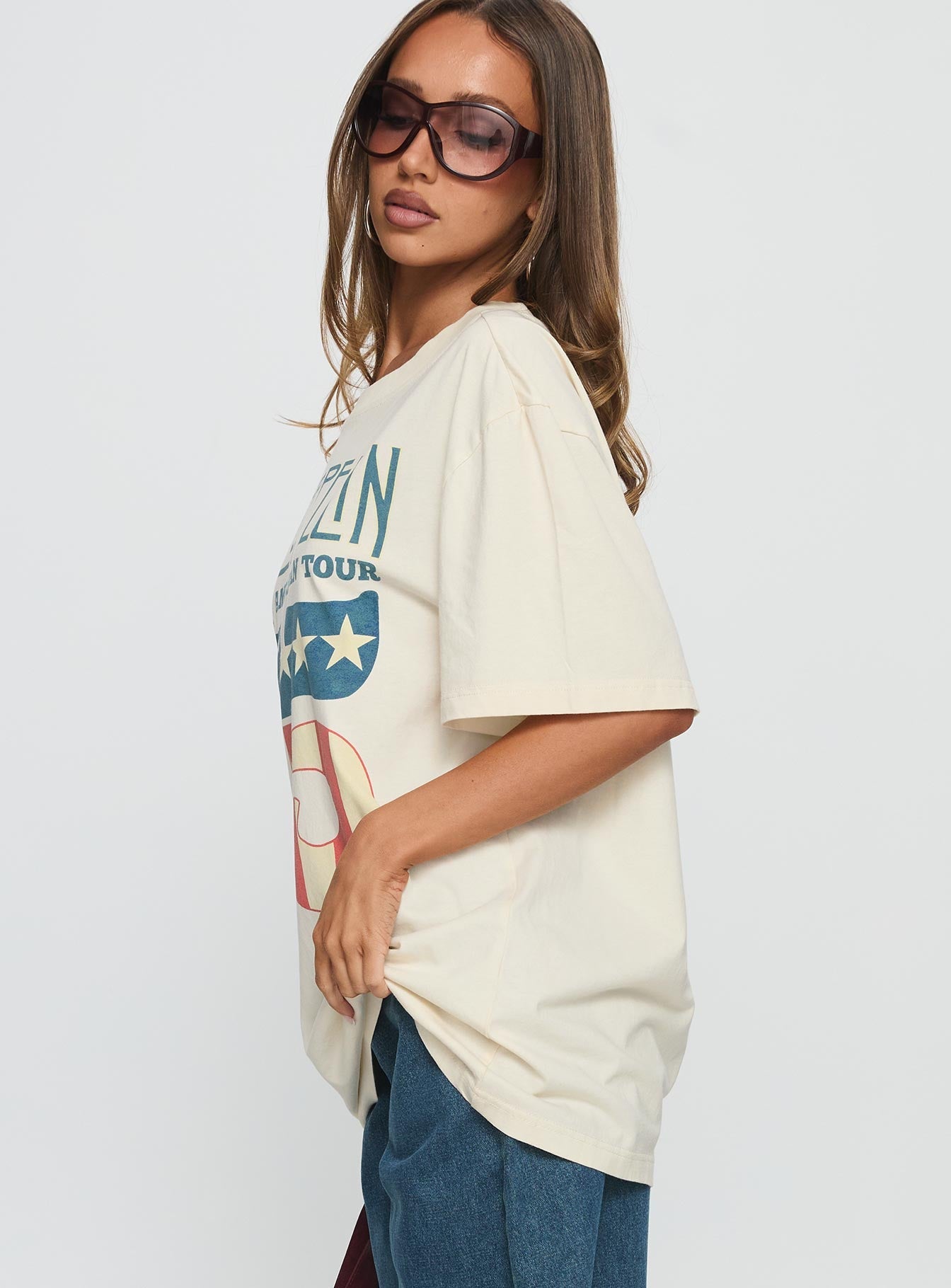 4th July Led Zepplin Oversized Tee White