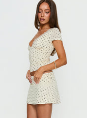 Amia Lace Mini Skirt Cream Polka Dot