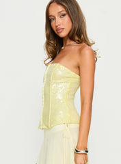 Diena Sequin Corset Top Yellow