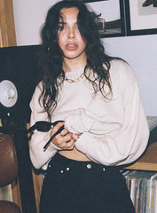 Harmony Balloon Sleeve Knit Sweater Beige Petite