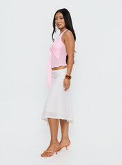 Adrea Asymmetrical Midi Skirt White