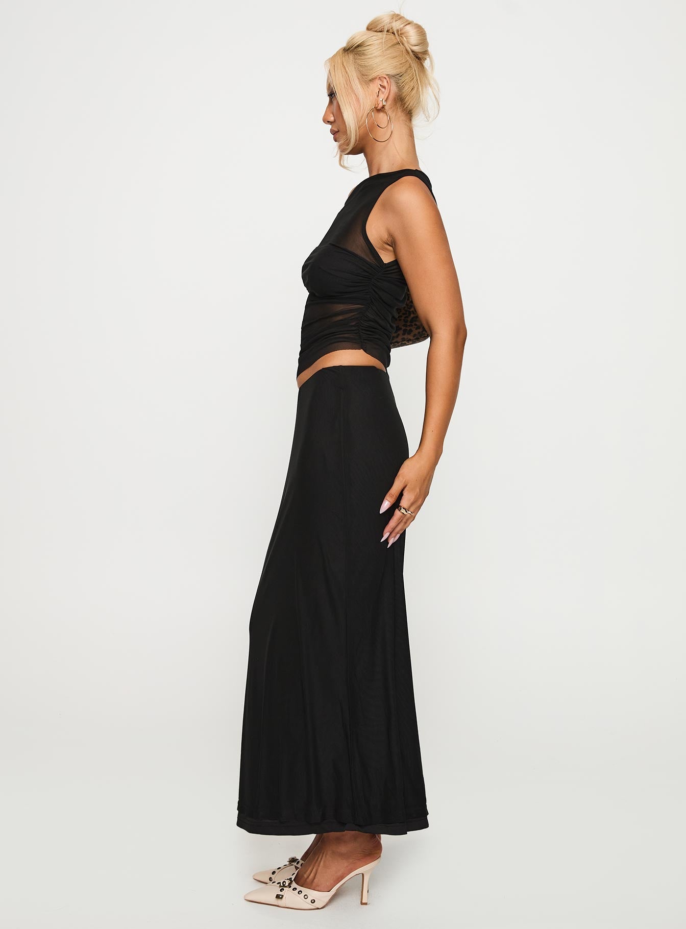 Aristocrat One Shoulder Mesh Set Black