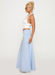 Every Girl Shirred Maxi Skirt Blue Check