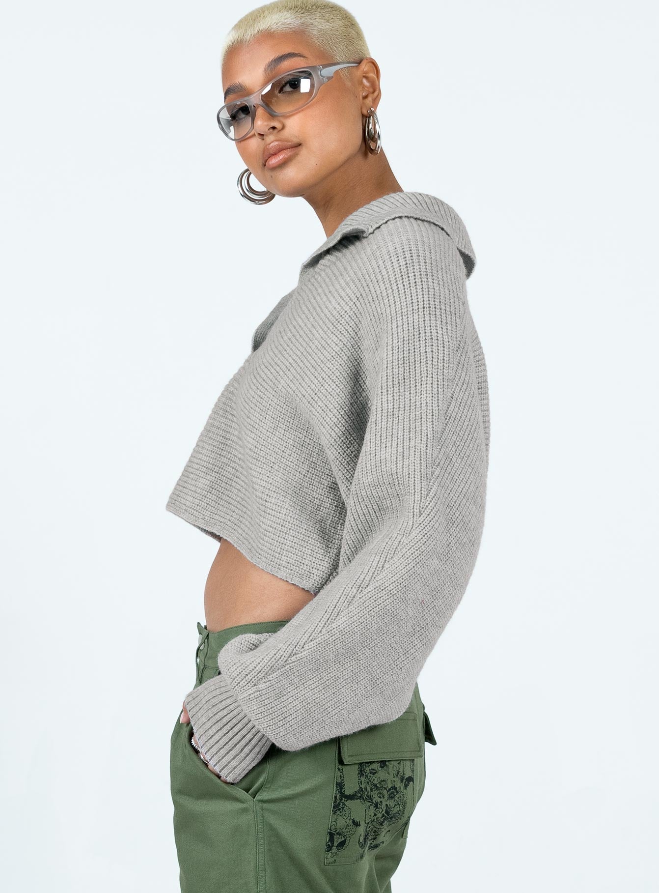 Tiara Cropped Sweater Grey