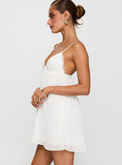 Baby Honey Pleat Mini Dress White