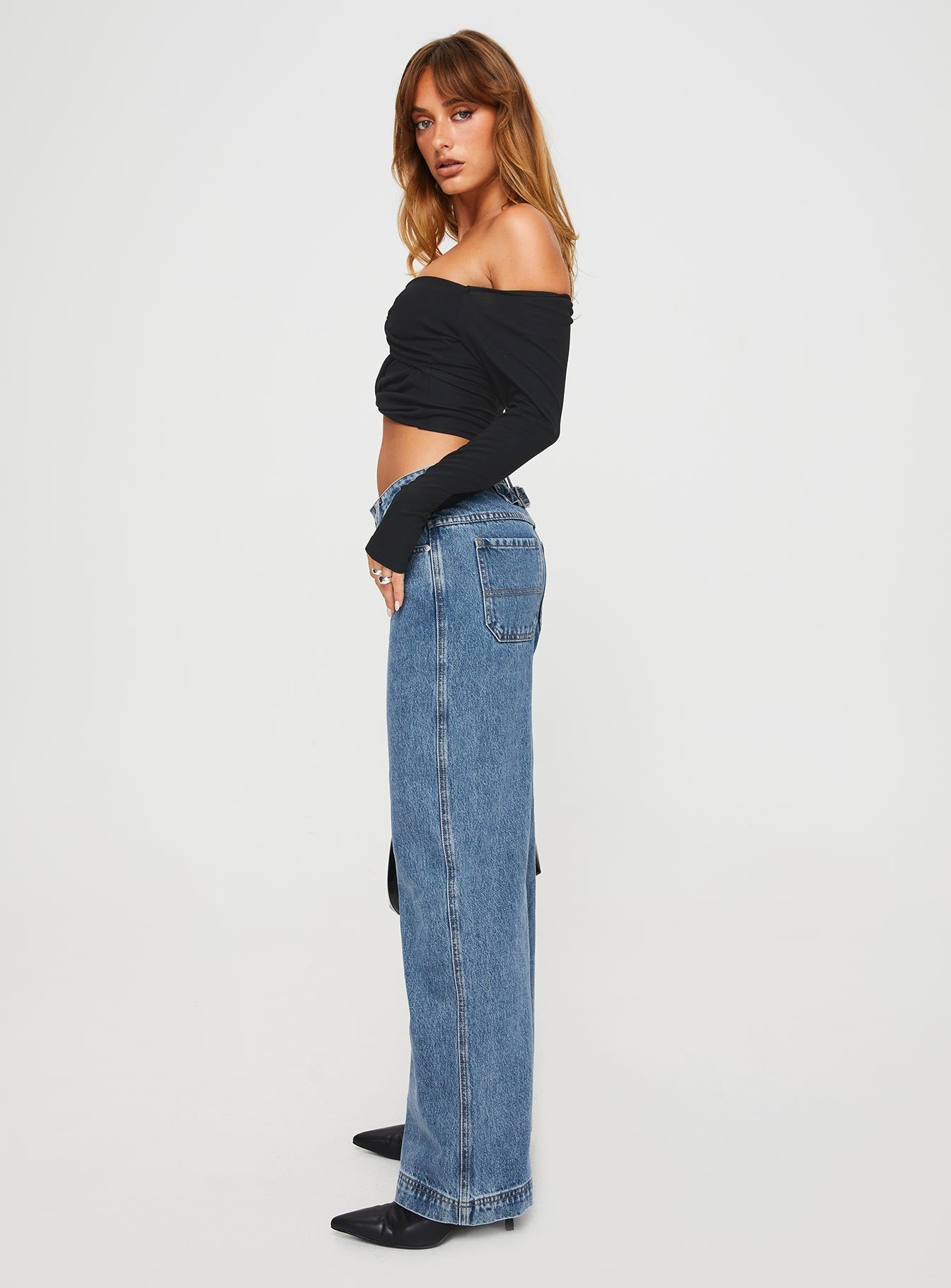 Jankins Low Rise Straight Leg Jeans Mid Wash