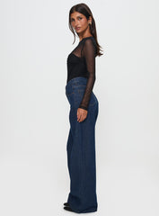 Nicolo High Rise Straight Leg Jeans Mid Raw Denim