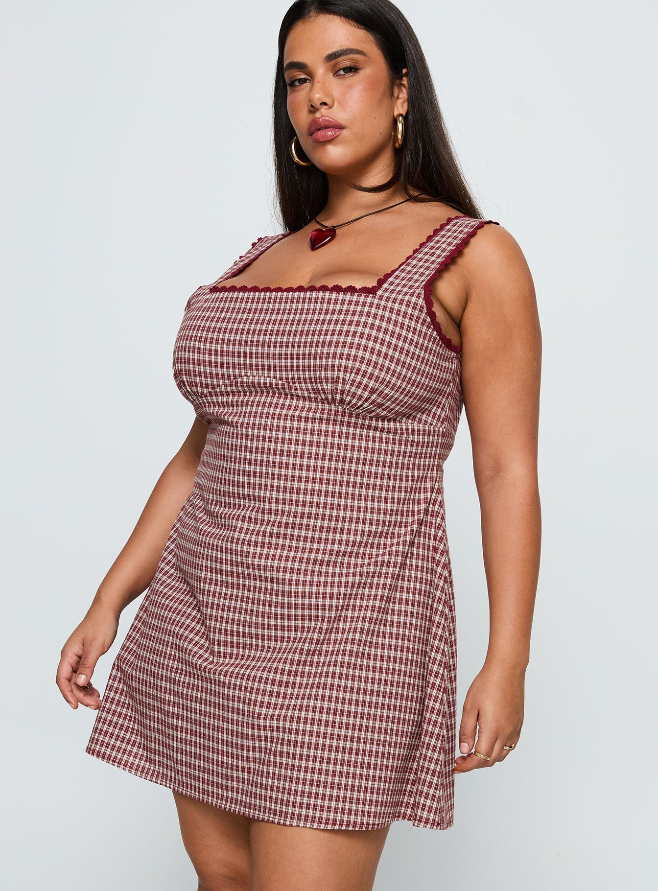 Dasha Mini Dress Red Check Curve