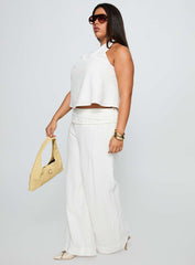 Silver Moon Linen Blend Tie Pants White Curve