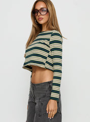 Bentlea Long Sleeve Top Green / Yellow Stripe