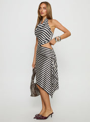 Allure Midi Skirt Noir Stripe