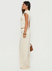 Aubrette Satin Tie Pants Cream