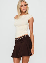 Amryn Eyelet Mini Skirt Brown