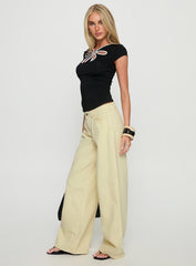 Ramos Low Rise Wide Leg Jeans Butter Lemon