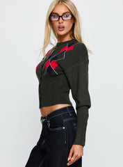 Head In The Clouds Knit Cardigan Grey Argyle