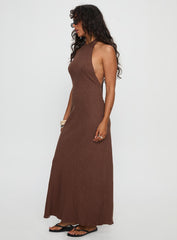 Annetta Halter Maxi Dress Chocolate