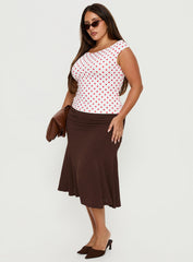 Lewish Low Rise Midi Skirt Chocolate Curve