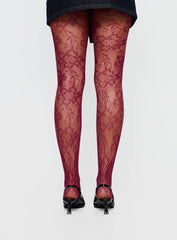 Ammelia Sheer Lace Tights Red