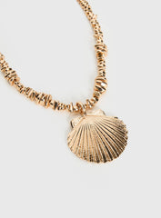 Clear Vision Shell Layered Necklace Gold