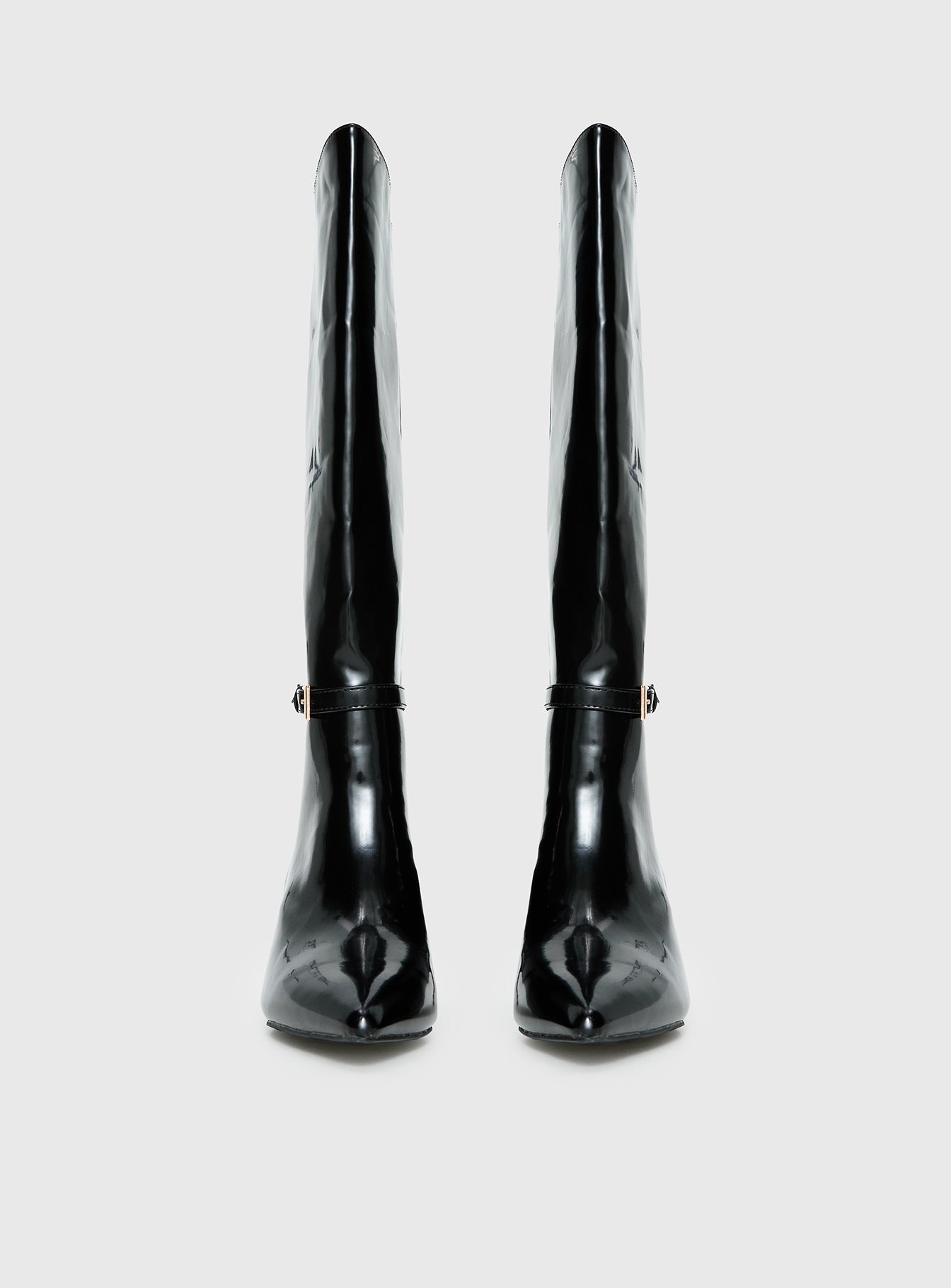 Glazed Knee High Boots Black