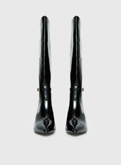 Glazed Knee High Boots Black