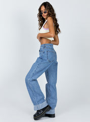 Ollie Mid Rise Straight Leg Jeans Mid Wash Denim