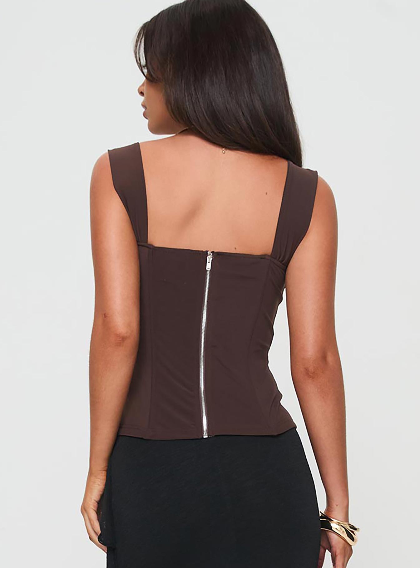 Kyrie Longline Corset Top Brown