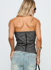 Soft Spoken Strapless Tie Up Top Black