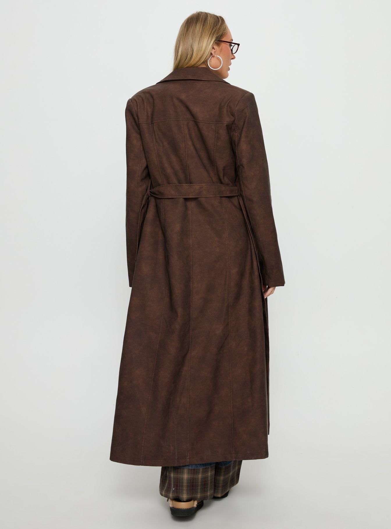 Salazar Longline Belted Trench Coat Chocolate Brown