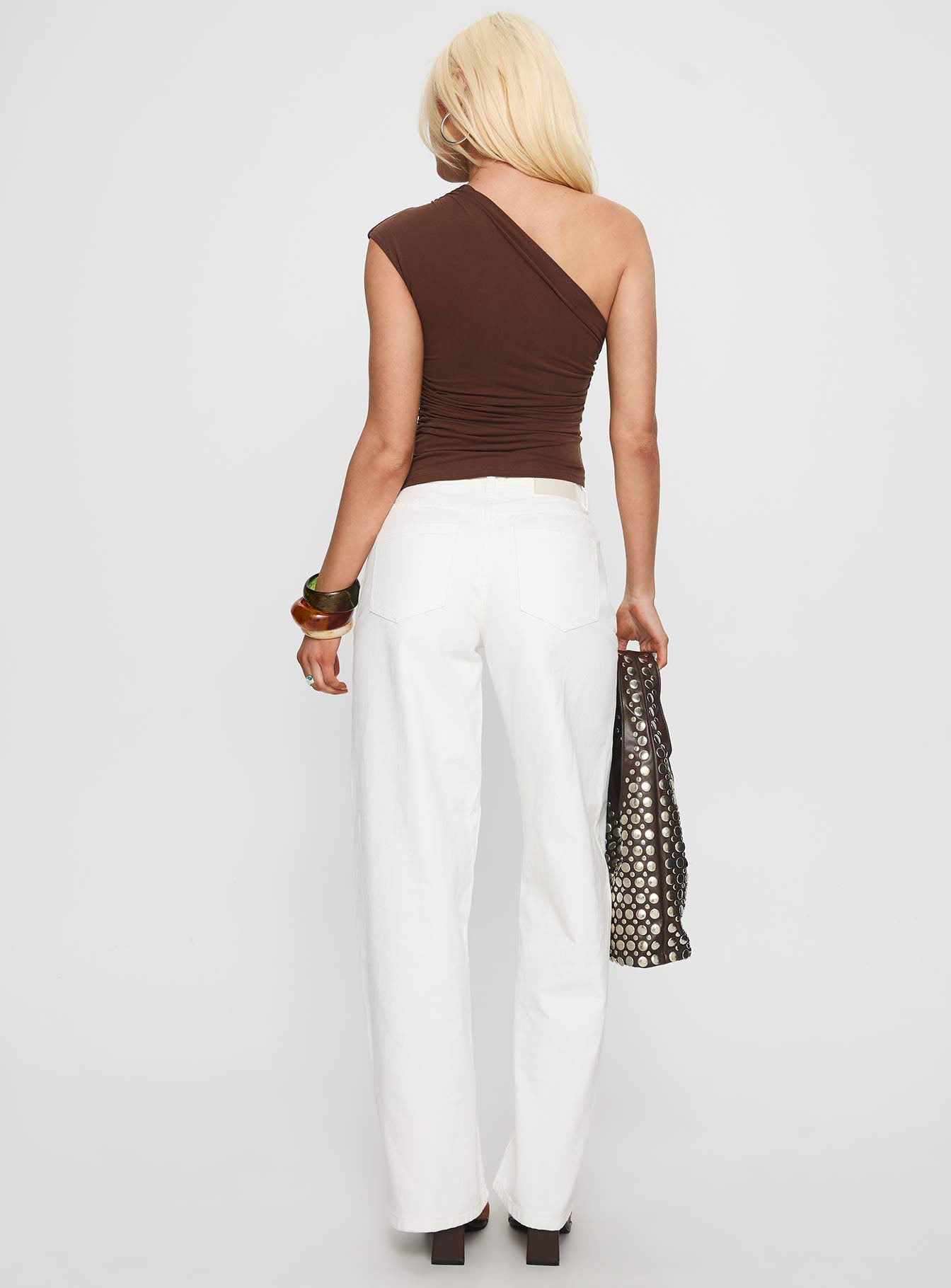 Taji Mid Rise Wide Leg Jeans White